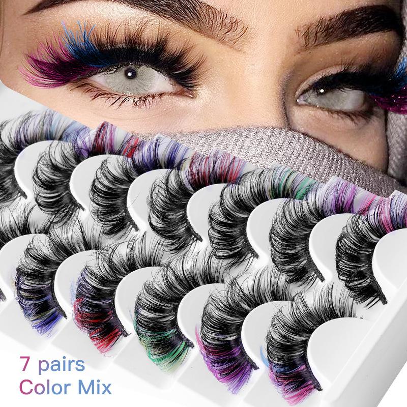 False Eyelashes Natural - 7 Pares de Cílios Postiços Coloridos